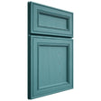 Shiloh Cabinetry Full Overlay Glenbrook Red Oak Plain Cut Aqua Door