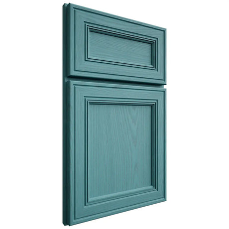 Shiloh Cabinetry Full Overlay Glenbrook Red Oak Plain Cut Aqua Door