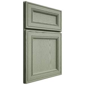 Shiloh Cabinetry Full Overlay Glenbrook Red Oak Plain Cut Moss Door