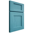 Shiloh Cabinetry Full Overlay Heritage Alder Plain Cut Aqua Door