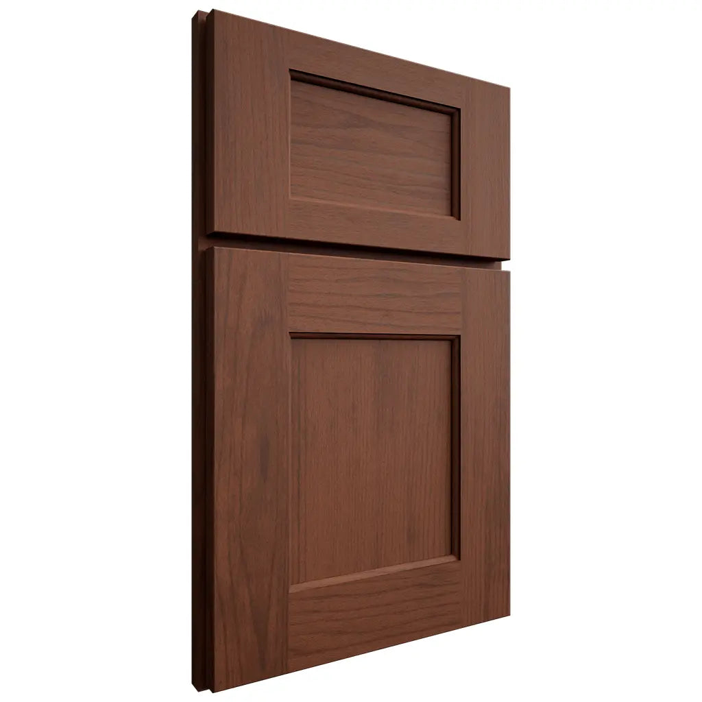 Shiloh Cabinetry Full Overlay Heritage Walnut Plain Cut Rye Door