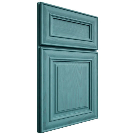 Shiloh Cabinetry Full Overlay Kendall Red Oak Plain Cut Aqua Door