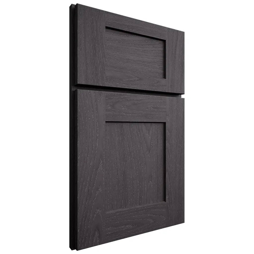 Shiloh Cabinetry Full Overlay Lancaster Red Oak Plain Cut Harbor Door