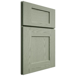 Shiloh Cabinetry Full Overlay Lancaster Red Oak Plain Cut Moss Door