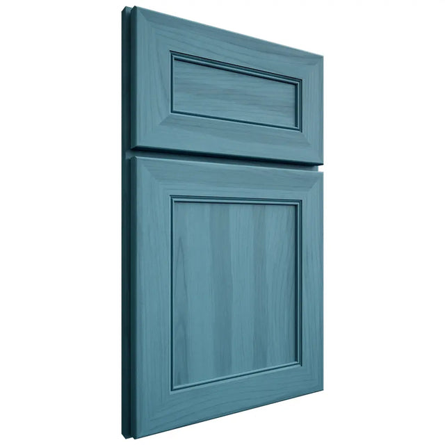 Shiloh Cabinetry Full Overlay Landes Hickory Plain Cut Aqua Door