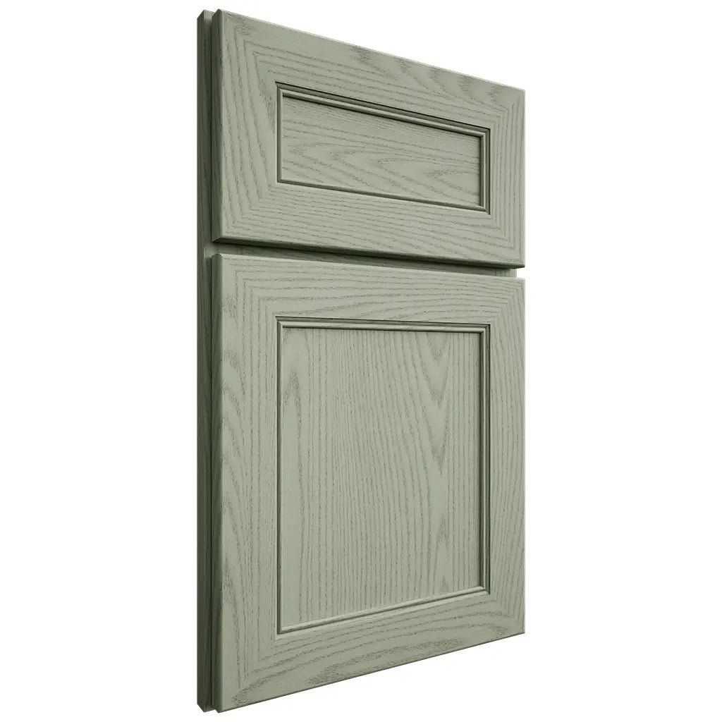 Shiloh Cabinetry Full Overlay Landes Red Oak Plain Cut Moss Door