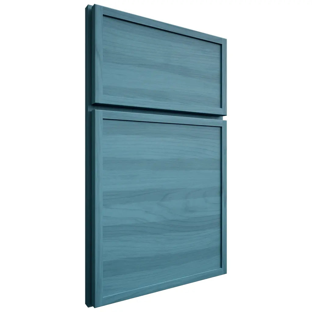 Shiloh Cabinetry Full Overlay Napa Horizontal Hickory Plain Cut Aqua Door