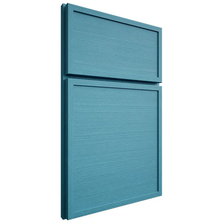 Shiloh Cabinetry Full Overlay Napa Horizontal White Oak Rift Cut Aqua Door