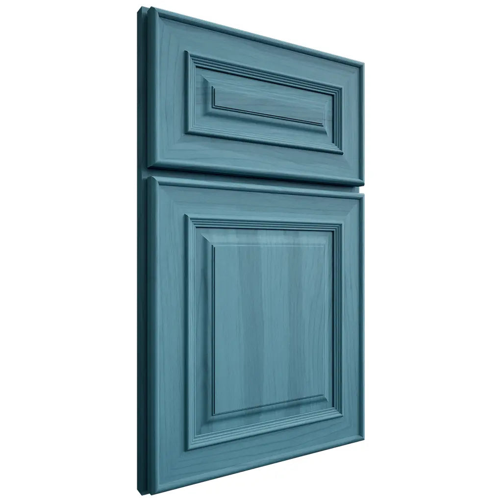 Shiloh Cabinetry Full Overlay Portland Hickory Plain Cut Aqua Door