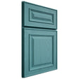 Shiloh Cabinetry Full Overlay Portland Red Oak Plain Cut Aqua Door