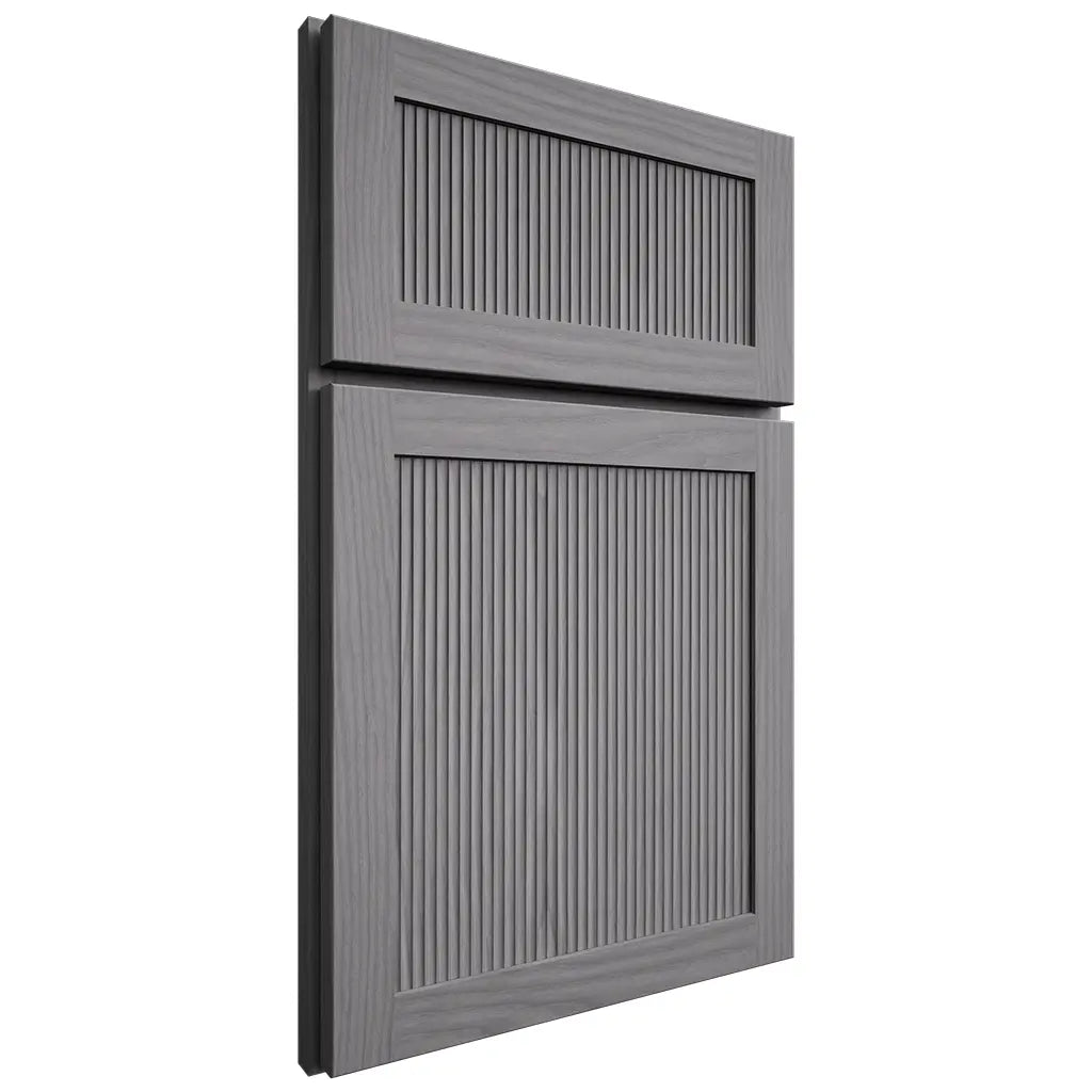 Shiloh Cabinetry Full Overlay Reeded Malibu White Oak Plain Cut Sterling Door