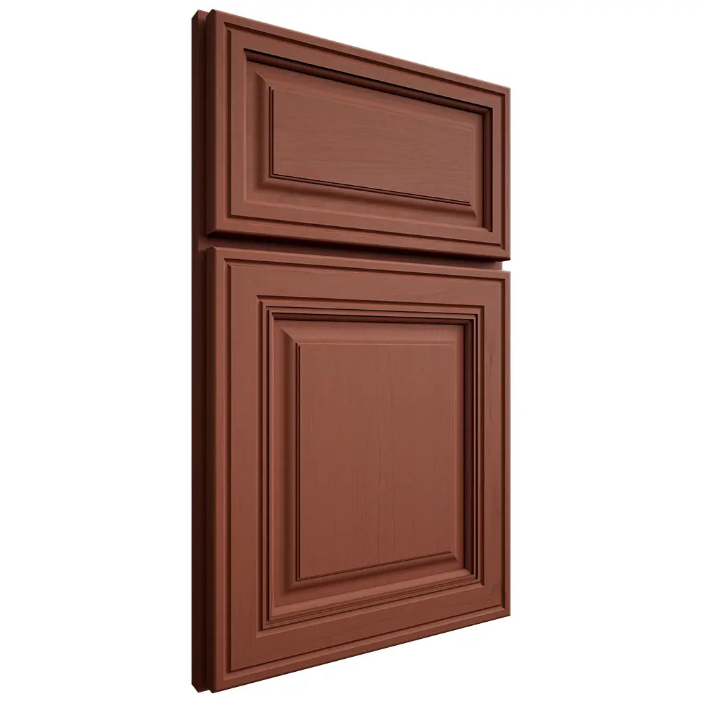 Shiloh Cabinetry Full Overlay Savannah Maple Plain Cut Cayenne Door