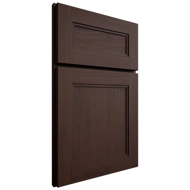 Shiloh Cabinetry Full Overlay Scottsdale Walnut Plain Cut Bison Door