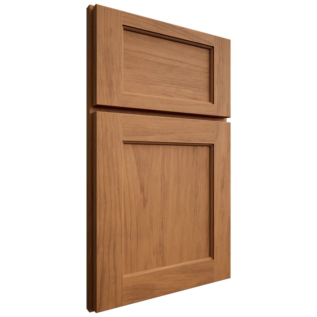 Shiloh Cabinetry Full Overlay Square Flat Alder Plain Cut Caramel Door