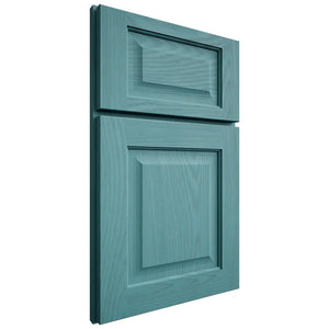 Shiloh Cabinetry Full Overlay Square Raised Red Oak Plain Cut Aqua Door