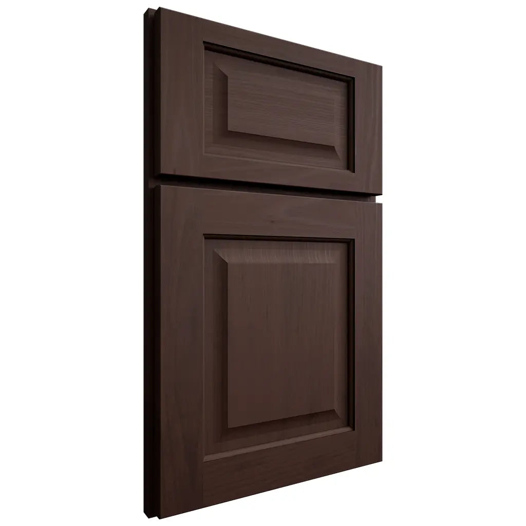 Shiloh Cabinetry Full Overlay Square Raised Walnut Plain Cut Bison Door