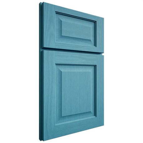 Shiloh Cabinetry Full Overlay Square Raised White Oak Plain Cut Aqua Door