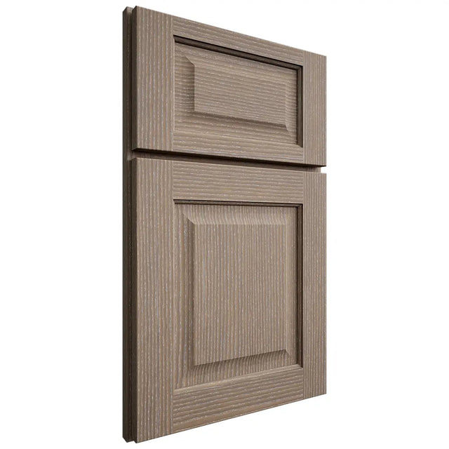 Shiloh Cabinetry Full Overlay Square Raised White Oak Rift Cut Almond Door