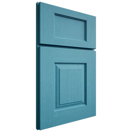 Shiloh Cabinetry Full Overlay Summit White Oak Quarter Sawn Aqua Door