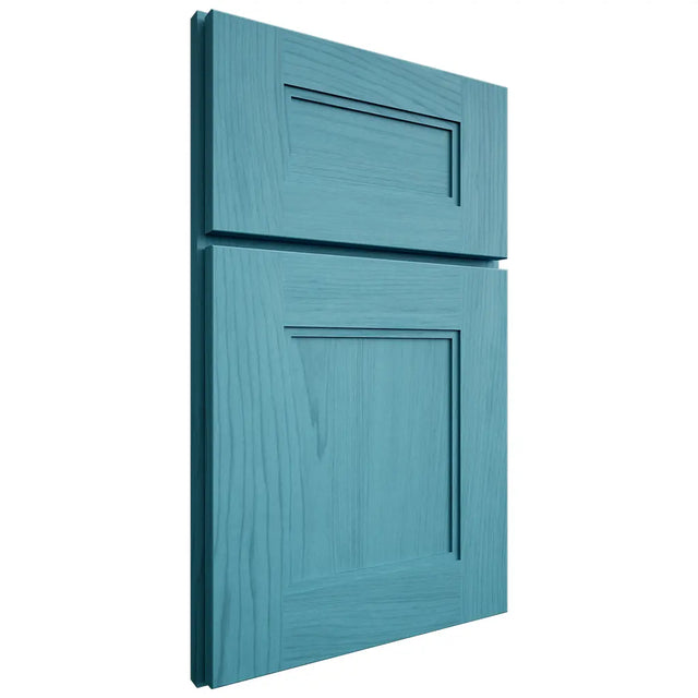 Shiloh Cabinetry Full Overlay Tahoe Alder Plain Cut Aqua Door