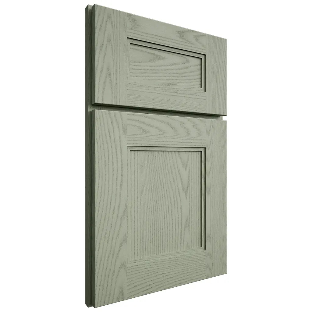 Shiloh Cabinetry Full Overlay Tahoe Red Oak Plain Cut Moss Door