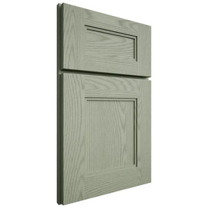 Shiloh Cabinetry Full Overlay Tahoe Red Oak Plain Cut Moss Door