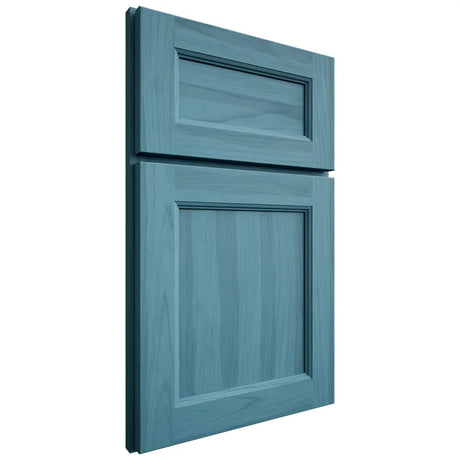 Shiloh Cabinetry Full Overlay Ward Hickory Plain Cut Aqua Door