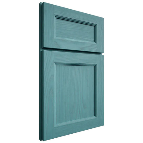 Shiloh Cabinetry Full Overlay Ward Red Oak Plain Cut Aqua Door