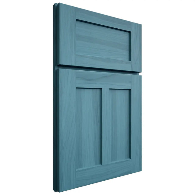 Shiloh Cabinetry Full Overlay Wilmington Hickory Plain Cut Aqua Door