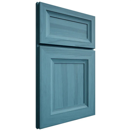 Shiloh Cabinetry Full Overlay Windsor Hickory Plain Cut Aqua Door