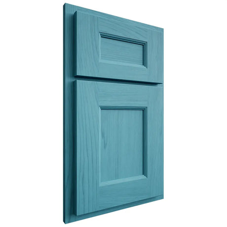 Shiloh Cabinetry Partial Overlay Aspen Alder Plain Cut Aqua Door