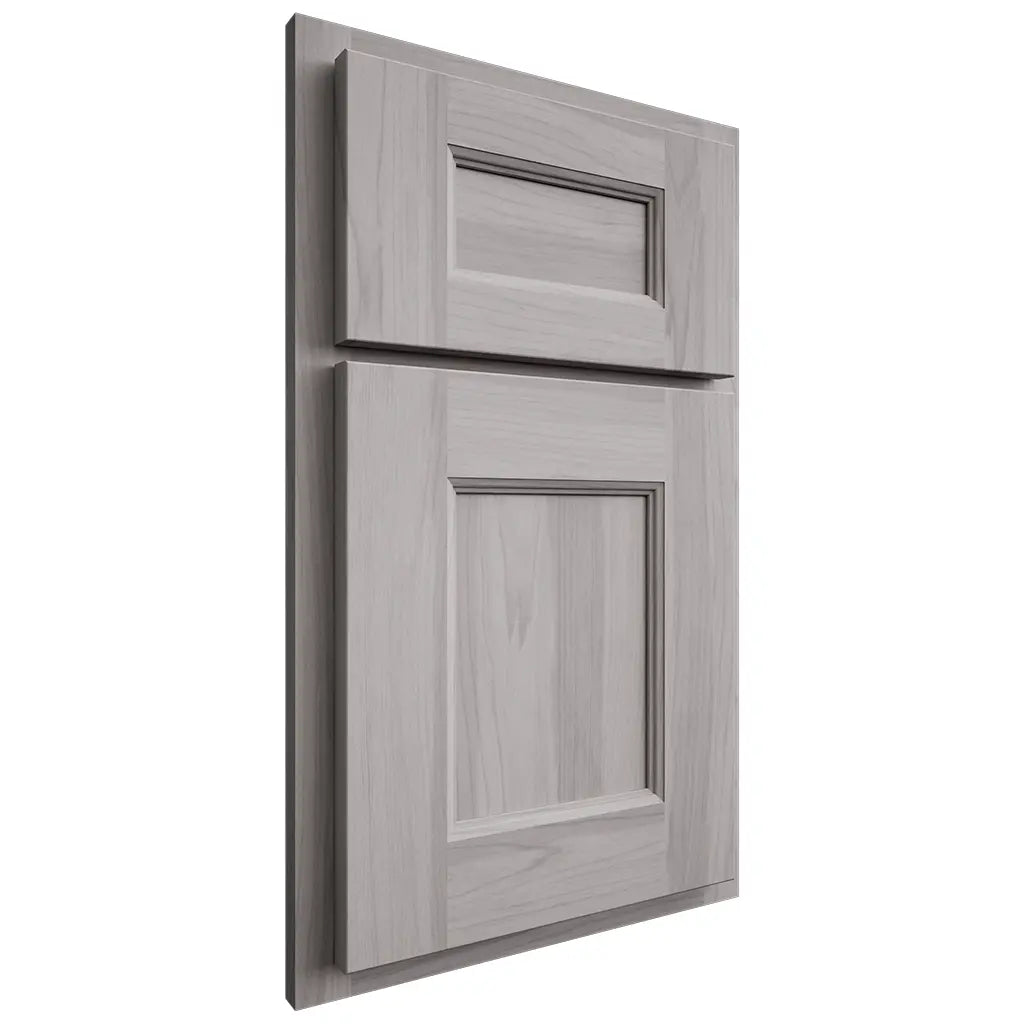 Shiloh Cabinetry Partial Overlay Aspen Hickory Plain Cut Stratus Door