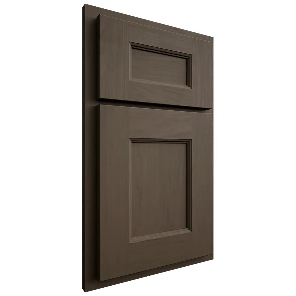 Shiloh Cabinetry Partial Overlay Aspen Maple Plain Cut Perfect Brown Door