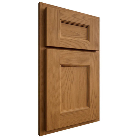 Shiloh Cabinetry Partial Overlay Aspen Red Oak Plain Cut Autumn Door