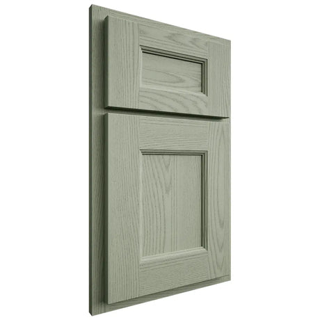 Shiloh Cabinetry Partial Overlay Aspen Red Oak Plain Cut Moss Door