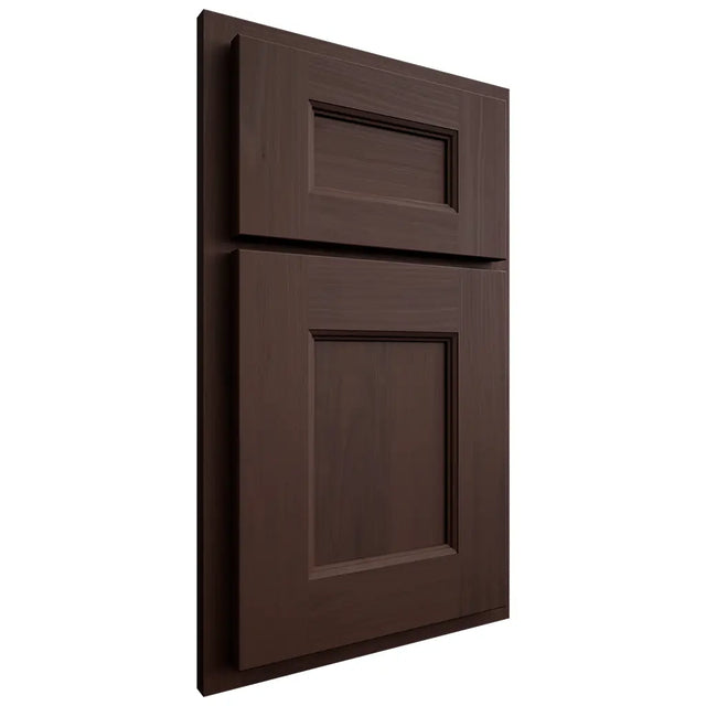 Shiloh Cabinetry Partial Overlay Aspen Walnut Plain Cut Bison Door