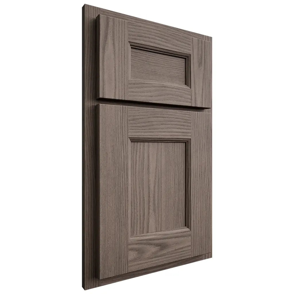 Shiloh Cabinetry Partial Overlay Aspen White Oak Plain Cut Clay Door
