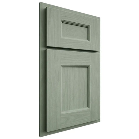 Shiloh Cabinetry Partial Overlay Aspen White Oak Plain Cut Moss Door