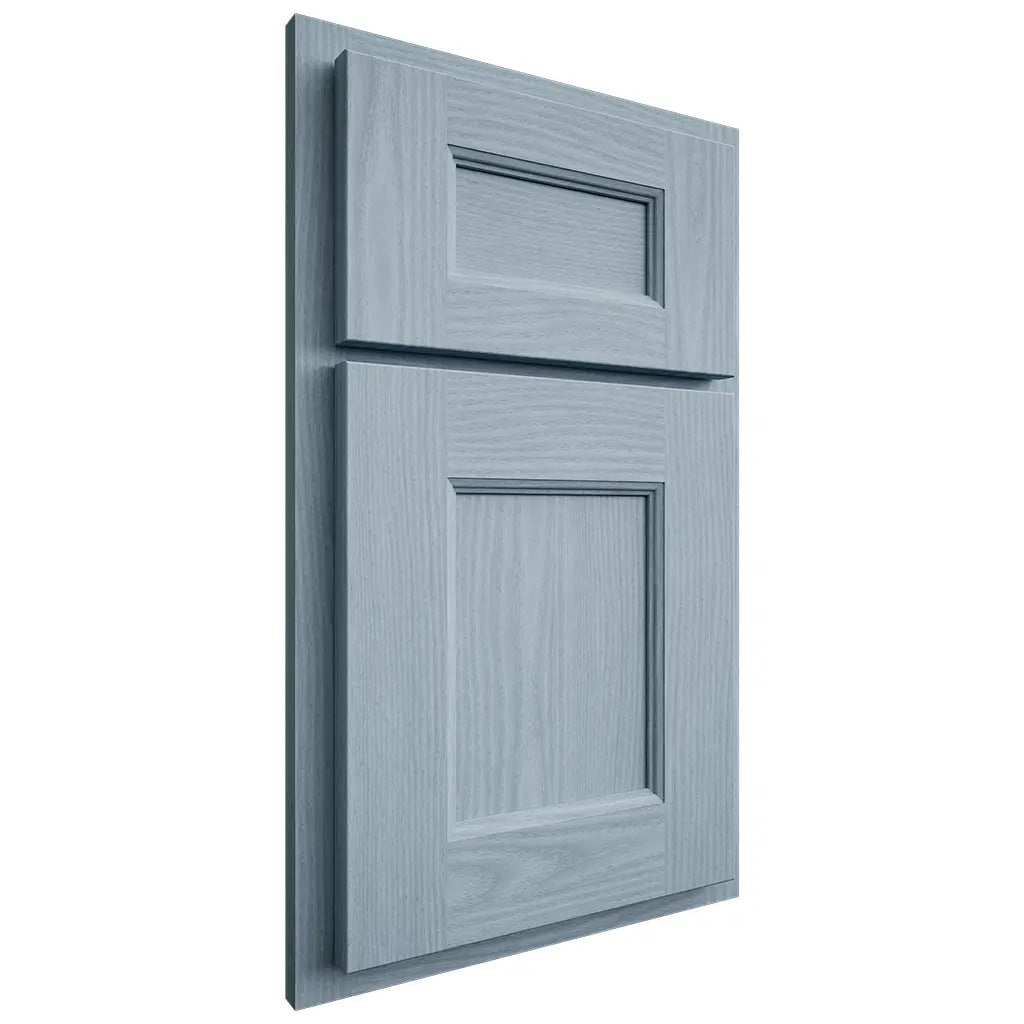 Shiloh Cabinetry Partial Overlay Aspen White Oak Plain Cut Sky Door