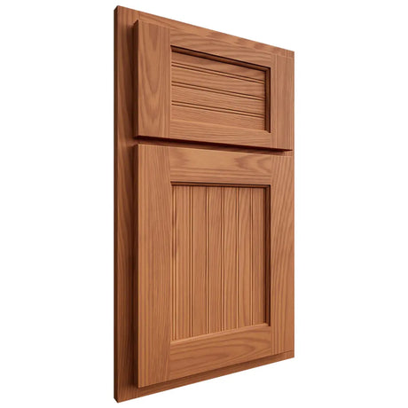 Shiloh Cabinetry Partial Overlay Beaded Century Red Oak Plain Cut Harvest Door