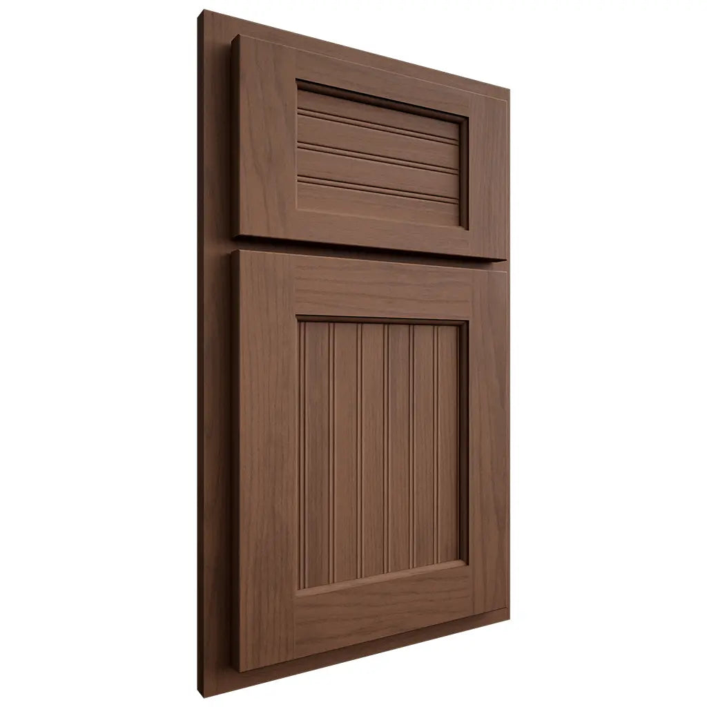 Shiloh Cabinetry Partial Overlay Beaded Century Walnut Plain Cut Natural Door