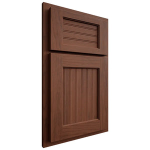 Shiloh Cabinetry Partial Overlay Beaded Century Walnut Plain Cut Rye Door