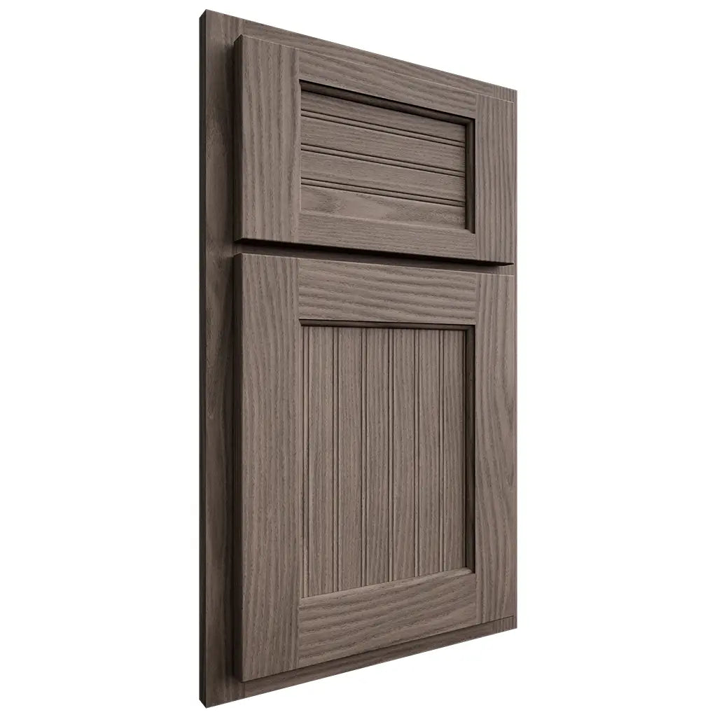 Shiloh Cabinetry Partial Overlay Beaded Century White Oak Plain Cut Clay Door