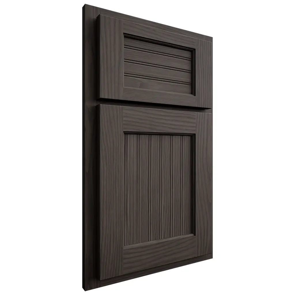 Shiloh Cabinetry Partial Overlay Beaded Century White Oak Plain Cut Creekside Door