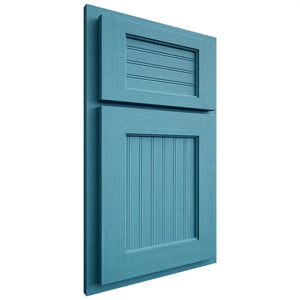 Shiloh Cabinetry Partial Overlay Beaded Century White Oak Quarter Sawn Aqua Door
