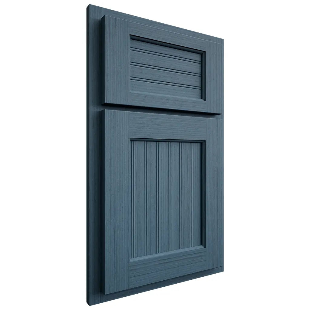 Shiloh Cabinetry Partial Overlay Beaded Century White Oak Rift Cut Hudson Door