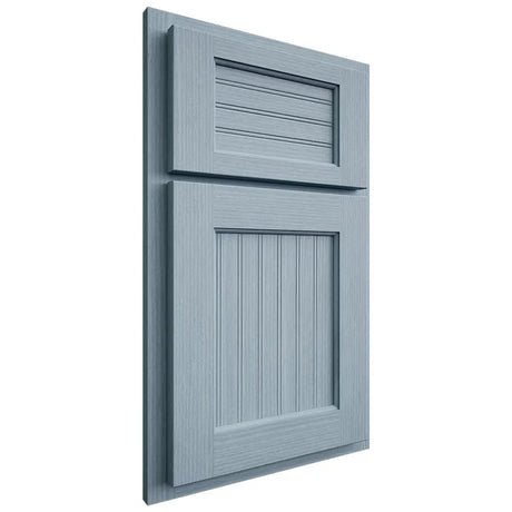 Shiloh Cabinetry Partial Overlay Beaded Century White Oak Rift Cut Sky Door