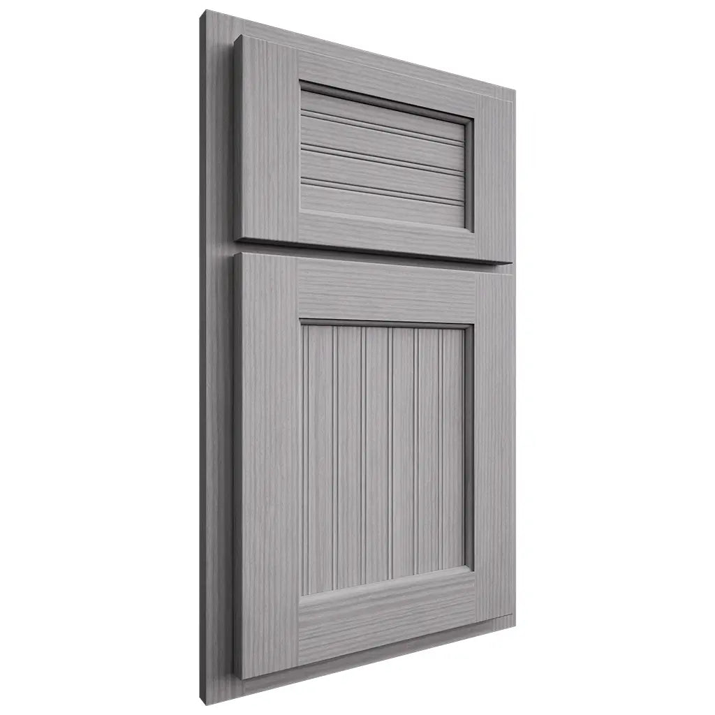 Shiloh Cabinetry Partial Overlay Beaded Century White Oak Rift Cut Stratus Door