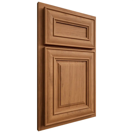 Shiloh Cabinetry Partial Overlay Bradford Alder Plain Cut Caramel Door