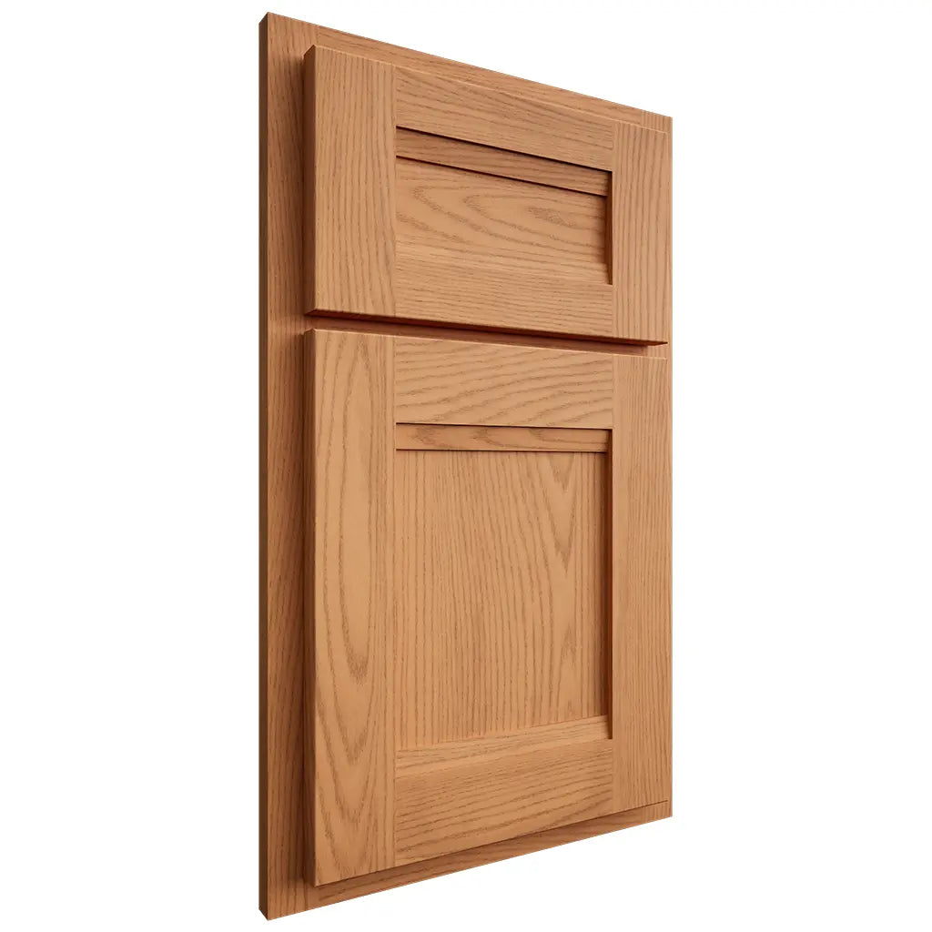 Shiloh Cabinetry Partial Overlay Bristol Red Oak Plain Cut Medium Door